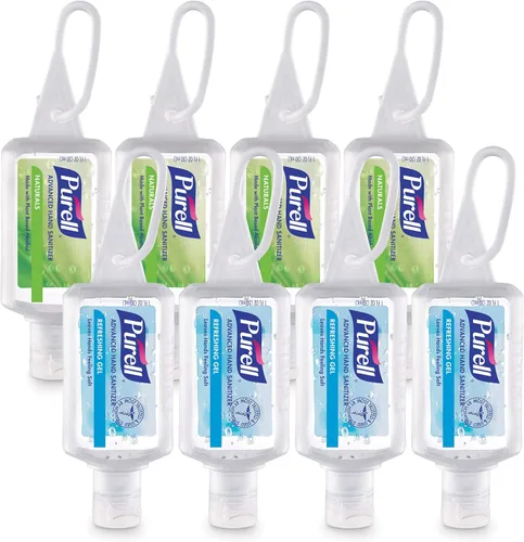 Purell - Paquete variado de desinfectante de manos avanzado, gel natural y refrescante, botella de 1 fl oz tamaño de viaje con tapa abatible y