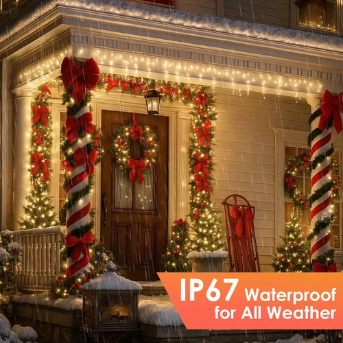 Vista 6 de LumiGlow - Luces de Navidad de 1200 LED, 394 pies, luces de árbol de Navidad impermeables IP67 con 8 modos, luces de cadena para exteriores