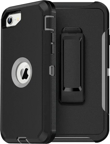 Vista 24 de MXX Funda diseñada para iPhone SE 2020/SE 2022, funda protectora resistente con protector de pantalla [3 capas] cubierta de protección de goma