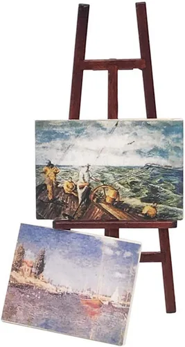 Vista 9 de 1/12 Caja de pintura de casa de muñecas Caballete Paleta Miniatura Arte Sala Escena Paintbox