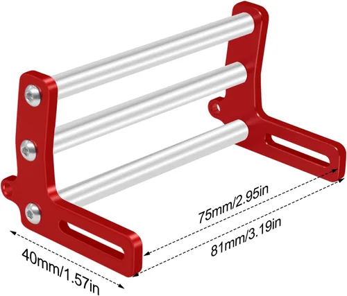 Vista 4 de OGRC - Barra de empuje de parachoques delantero a control remoto de aleación de aluminio para 1/10 TRX4 SCX10 coches orugas (rojo)