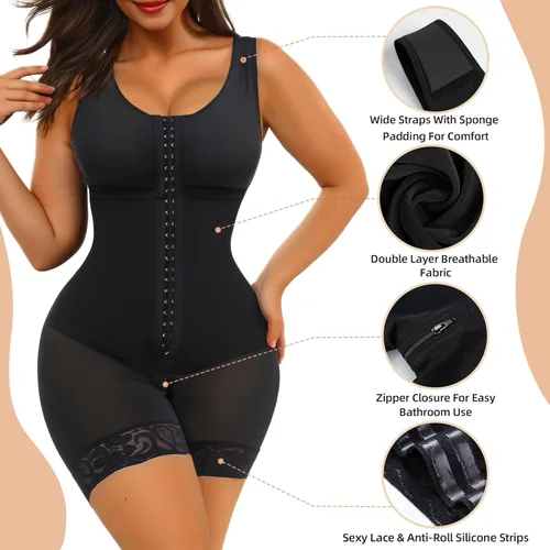 Vista 4 de SHAPERX Fajas colombianas para mujer con control de abdomen, moldeador de cuerpo completo, moldeador de glúteos