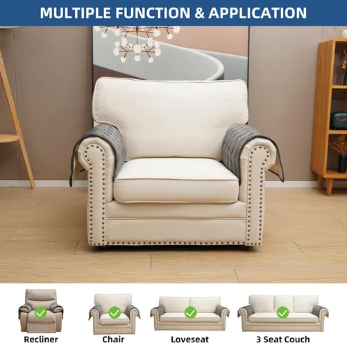 Vista 2 de Eismodra Fundas para brazos de silla, funda de sofá para sofá reclinable, sillón reclinable, gatos y perros, funda antideslizante para reposabrazos
