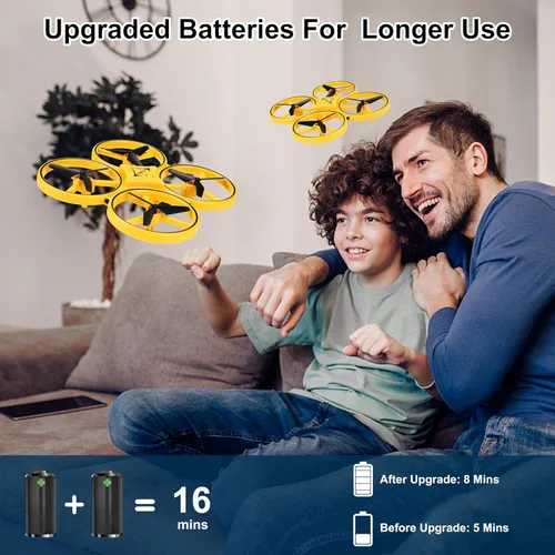 Vista 7 de Dron controlado a mano mejorado 2024 para niños, aviones cuadricópteros Rc pequeños con reloj inteligente, dron de control remoto LED fresco
