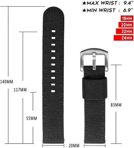Vista 7 de torbollo Correa de reloj de liberación rápida extral larga para muñecas grandes, correa de reloj dura de 0.709 in para muñecas grandes, correa