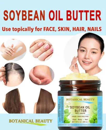 Vista 3 de Botanical Beauty Mantequilla de aceite de soja 100% natural orgánico aceite de soja en manteca de karité para cara, piel, cuerpo, cabello, uñas.