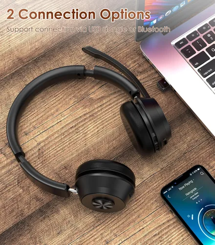Vista 5 de (Versión mejorada) Auriculares inalámbricos, auriculares Bluetooth con micrófono con cancelación de ruido, los mejores auriculares con micrófono