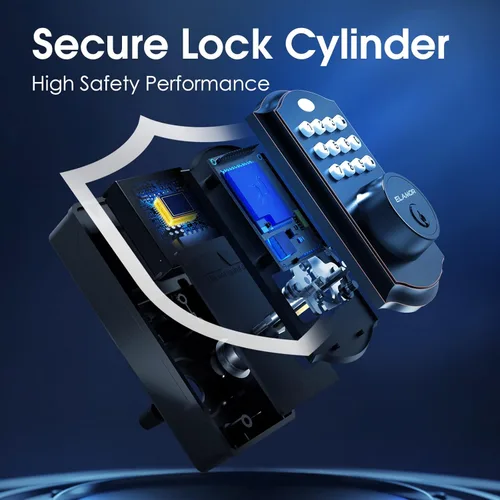 Vista 2 de Cerradura de Puerta de Entrada sin Llave - Cerradura Electrónica de Pestillo con Teclados, Bloqueo Automático, 50 Códigos de Usuario, Cerradura
