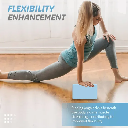 Vista 6 de Biguphate Bloques de yoga, paquete de 2 bloques de yoga de espuma EVA de soporte, sin látex, bloques de ejercicio antideslizantes, accesorios