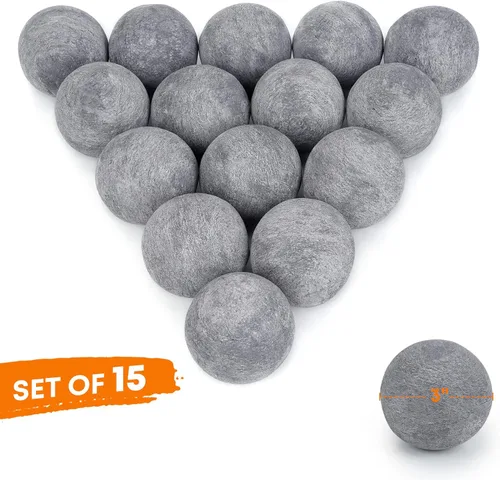 Vista 2 de Stanbroil - Bolas de cerámica de 3" redondas para hoguera, cuenco de fuego y chimenea - Juego de 15, gris