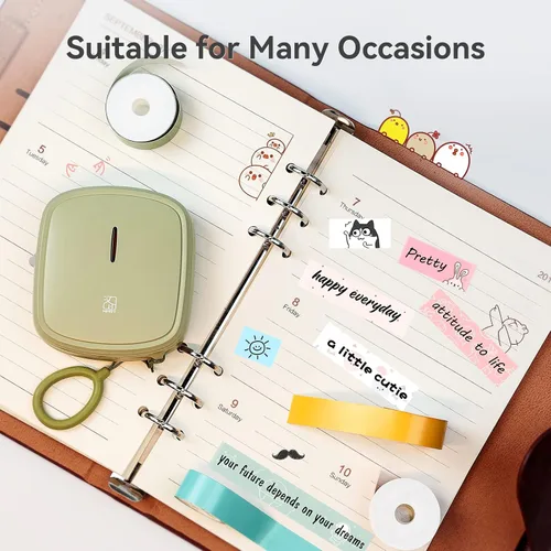 Vista 4 de PRT Qutie Cinta para etiquetar, 1 rollo de 13 pies (13.1 ft), compatible con la etiquetadora Qutie, 1 rollo rosa claro