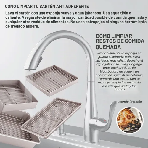 Vista 6 de CHEFMADE Bandeja para asar con rejilla, bandeja honda rectangular antiadherente de 13 pulgadas para hornear en horno-parrilla, 9" x 13" x 2.4