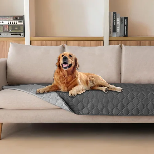 Vista 37 de gogobunny Funda de cama 100 % impermeable de doble cara para perro, manta para mascotas, sofá, protector de muebles para niños, perros y gatos, Azul