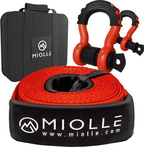 Vista 9 de MiolleGear Correa de remolque de 2”x20’- 20990 lbs MBS (Prueba de laboratorio) Kit de correa de recuperación Incluye: Cuerda de remolque, Estuche