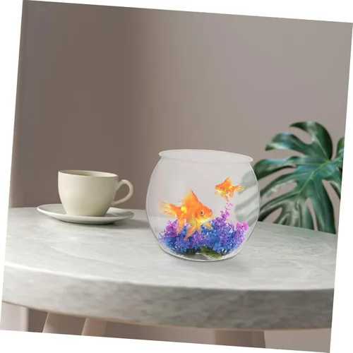Vista 9 de Angoily Tanque de peces dorado transparente de 7.8 pulgadas, decoración de acuario de plástico transparente para pequeños peces betta, peces