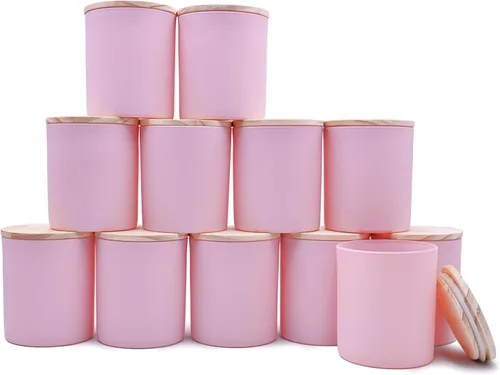 Vista 38 de SHOWIN Tarros gruesos para hacer velas, 12 unidades, tarros vacíos de 7 onzas con tapas de madera para hacer velas, contenedor de muestra, Navidad