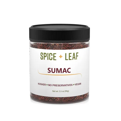 SPICE + LEAF - Especias de zumaque molido prémium – Hierba molida vegana kosher sin conservantes roja de Oriente Medio, 3.5 onzas