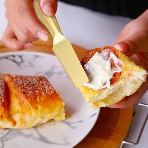 Vista 3 de Juego de 4 cuchillos de queso de acero inoxidable, cuchillos de queso de acero inoxidable, cortador de queso, cortador de queso, tenedor de queso