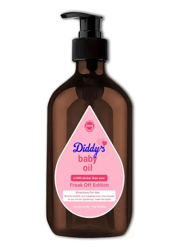 Diddy's Freak Off Edition Aceite para bebé, botella de loción de 16 onzas líquidas con tapa de bomba, divertida cultura pop cultura, regalo de