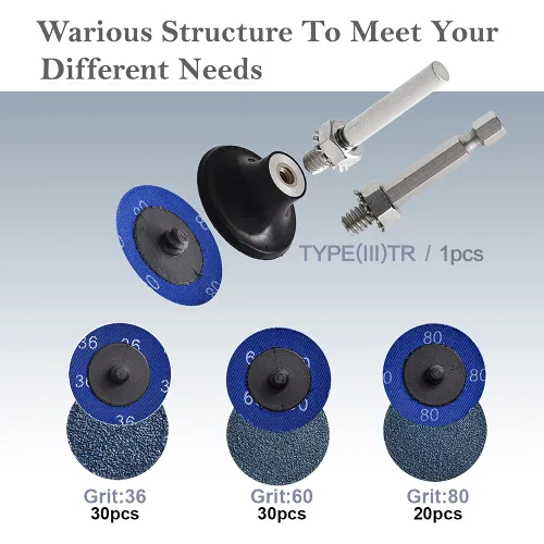 Vista 3 de Tshya Disco de molienda de cambio rápido, 80 unidades de discos de lijado de 2 pulgadas para accesorios de amoladora de troquel, grano 366080