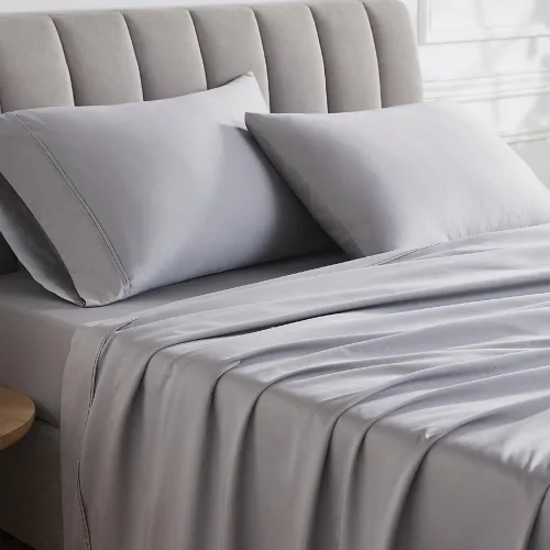 Vista 9 de Linen Closet Juego de sábanas de algodón egipcio de 1000 hilos, 4 piezas, tamaño matrimonial, blanco ártico