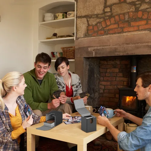 Vista 7 de Caja de cartas compatible con tarjetas MTG, funda para tarjetas coleccionables con 2 divisores por soporte, tamaño grande para más de 100 tarjetas