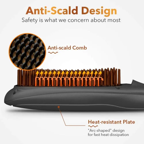 Vista 5 de Cepillo alisador de cabello, peine iónico para alisado de cabello para salón en casa, cepillo caliente con 15 temperaturas para uso universal