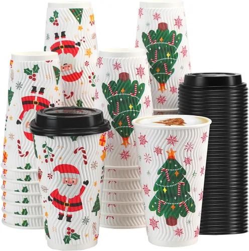 Vista 11 de Lamosi Paquete de 50 tazas de café desechables aisladas de 8 onzas