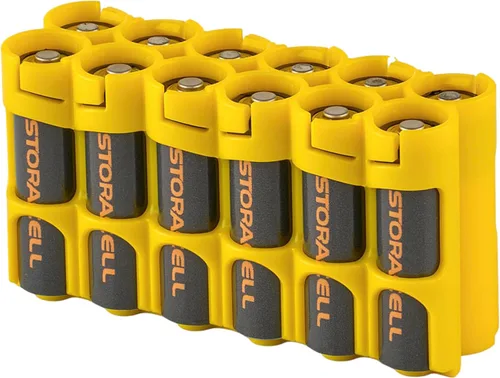 Soporte para 12 baterías Storacell, AA Powerpax, color amarillo. Amarillo