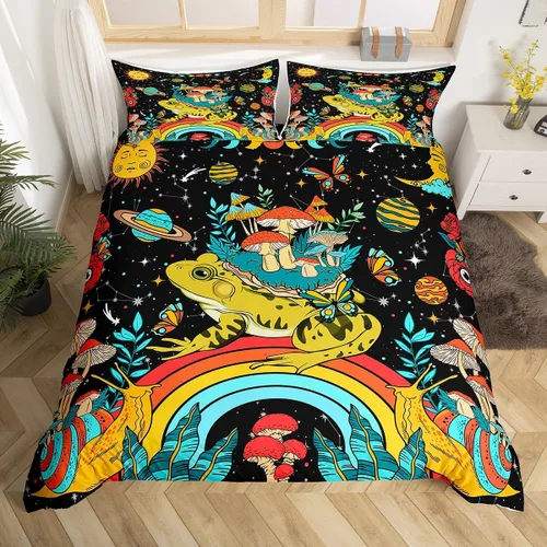 Vista 19 de Manfei Juego de ropa de cama geométrica azteca para niñas, tamaño individual, juego de funda de edredón étnica tribal del suroeste, funda de edredón