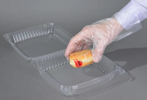 Vista 47 de Daxwell 8 x 8 x 3 pulgadas con bisagras de plástico (OPS) recipientes para llevar, microondas, E10005891 (caja de 200)