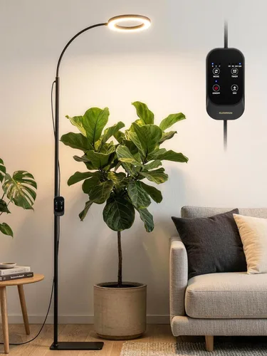 GLOWRIUM Luz LED de Cultivo de 24W para Plantas de Interior, Altura Ajustable de 23.5-71", Espectro Completo de 3 Modos de Crecimiento para Luz de