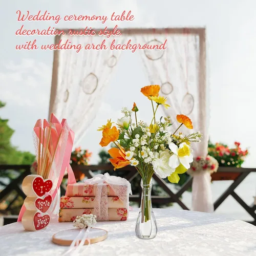 Vista 6 de Mumufy 12 jarrones de cristal acrílico para centro de mesa, de plástico transparente, jarrón de cristal acrílico, pequeño jarrón resistente a