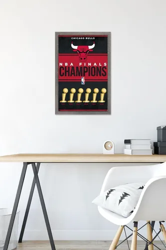 Vista 6 de Trends International NBA Chicago Bulls - Póster de pared de Champions 23, 22.4 pulgadas de largo x 14.7 pulgadas, versión enmarcada de madera