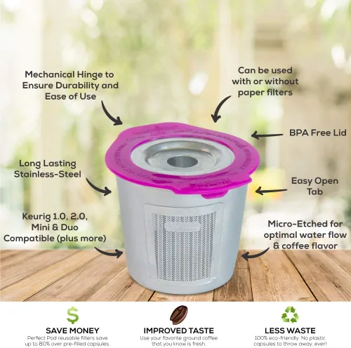 Vista 7 de Perfect Pod - Filtro de metal reutilizable de acero inoxidable para cápsulas de café, compatible con Keurig 1.0 2.0 K-Mini K-Slim (1-Stream) K-Duo