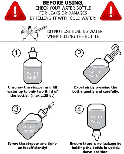Vista 9 de SteadMax Botella de agua caliente de goma, reutilizable y sin BPA, bolsa calentadora para compresas de calor, calentador de cama y calentadores