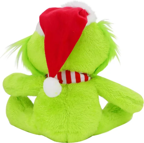 Vista 4 de Decoración de Navidad de peluche, muñeco de monstruo verde de peluche de Navidad, adecuado para decoraciones de Navidad regalos (monstruo verde A)