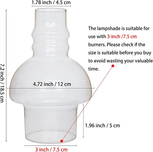 Vista 5 de Lámpara de cristal con capucha de cristal de 3 x 7.2 pulgadas, reemplazo de globo para lámparas de aceite y queroseno de 4-3/4 pulgadas