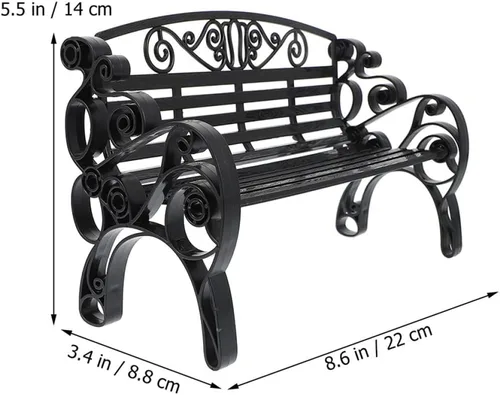 Vista 8 de Mini banco de jardín, modelo de casa de muñecas, modelo pequeño, adornos de parque, ornamentos maduros, decoración de casas de muñecas, 2 uds