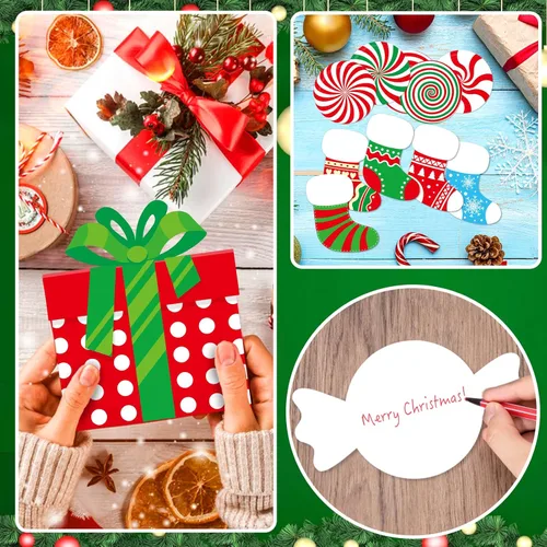 Vista 2 de 76 piezas de recortes navideños, decoraciones navideñas, recortes de caramelo, decoración para tablero de anuncios navideños para aula, calcetín