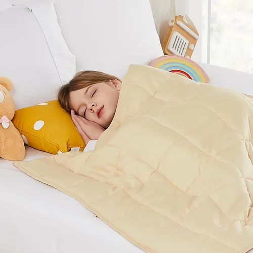 Vista 30 de Hosukko - Manta con peso de 3 libras - Manta pesada y transpirable - Princesa en beige, 20 x 30 pulgadas, 3 libras