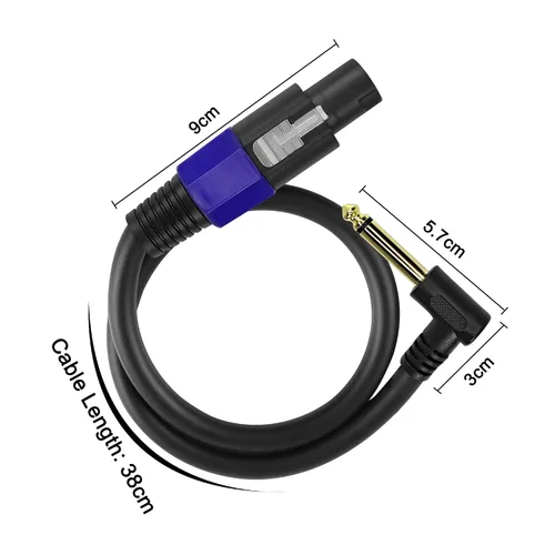 Vista 5 de MEIRIYFA Cable Speakon a 1/4 de altavoz mono, ángulo recto de 0.250 in (1/4 pulgadas), conector macho TS a Speakon Cable de audio de altavoz macho