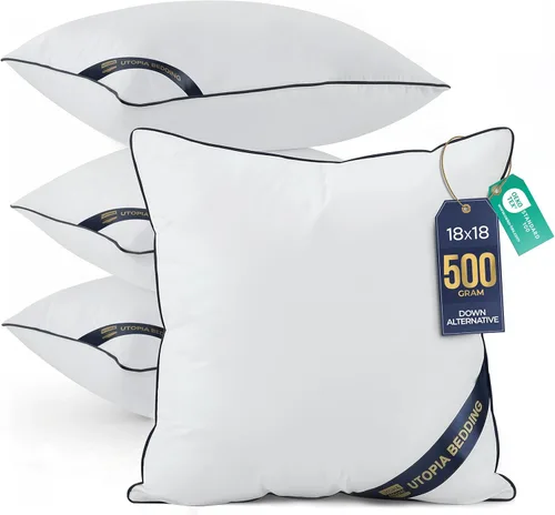 Vista 17 de Utopia Bedding Rellenos de Almohada Decorativa (Paquete de 4, Blanco), 20 x 20 Pulgadas Almohadas Decorativas de Interior para Sofá, Cama, Diván