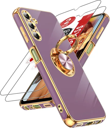 Vista 26 de LeYi para Funda de Teléfono Samsung Galaxy A13-5G: Protector de Pantalla de Vidrio Templado, Soporte Magnético Giratório de Anillo 360°, Borde Negro