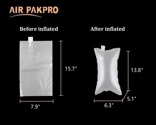 Vista 2 de Paquete de 100 unidades, bomba de mano gratis AIR PAKPRO de 7.9 x 15.7 pulgadas, bolsas inflables de plástico transparente para embalaje de aire