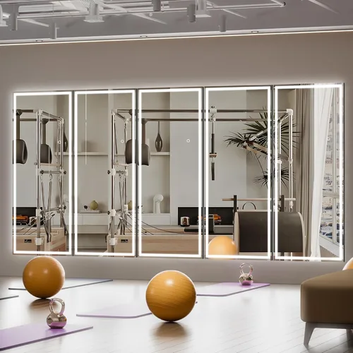 Vista 9 de Hasipu Espejo de longitud completa con luces, 67 x 22 pulgadas, espejo LED de pie iluminado templado, espejo de cuerpo completo con atenuación e