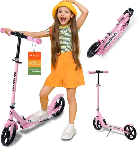 Vista 9 de Kick Scooter for Kids Ages 6+, Teens & Adults, Adjustable Handlebars, Rear Brake, Big Wheel Foldable Scooter for Indoor & Outdoor