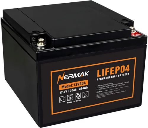 Vista 26 de NERMAK Batería de litio LiFePO4 de 12 V y 10 Ah de ciclo profundo, batería recargable de más de 2000 ciclos para energía solar/eólica, iluminación
