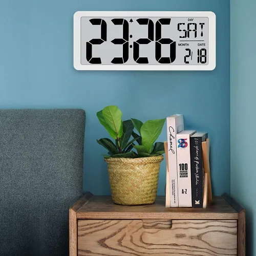 Vista 7 de TXL Reloj de pared digital grande de 14.2 pulgadas, funciona con pilas, reloj digital con pantalla grande con día, fecha y temperatura, reloj