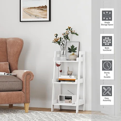 Vista 5 de UTEX - Estantería de escalera de 3 niveles, estante de baño independiente, unidad de estanterías abiertas de madera que ahorra espacio con 3